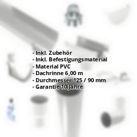 Kunststoff Dachrinnen Sparpaket 6 m | Ø 125/90 mm | Farbe Grau #2