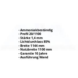 PVC Spundwandplatte | 20/1100 | 1,40 mm | Klarbläulich | Wand | 500 mm #2