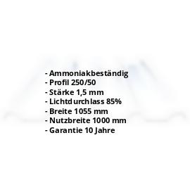 PVC Spundwandplatte | 250/50 | 1,50 mm | Klarbläulich | 500 mm #2