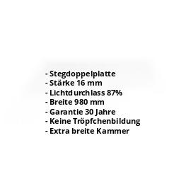 Acrylglas Stegdoppelplatte | 16 mm | Breite 980 mm | Klar | AntiDrop | Breitkammer | 500 mm #2