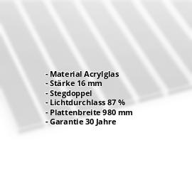 Acrylglas Stegdoppelplatte | 16 mm | Breite 980 mm | Klar | AntiDrop | Breitkammer | 2000 mm #2