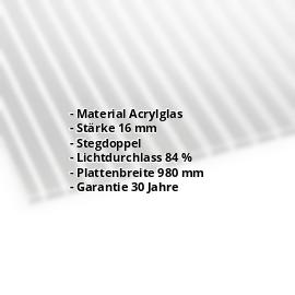 Acrylglas Stegdoppelplatte | 16 mm | Breite 980 mm | Klar | AntiDrop | 2000 mm #2