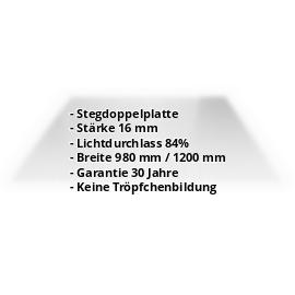 Acrylglas Stegplatte | 16 mm | Breite 980 mm | Klar | AntiDrop | 500 mm #2