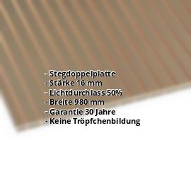 Acrylglas Stegplatte | 16 mm | Breite 980 mm | Bronze | AntiDrop | 2000 mm #2