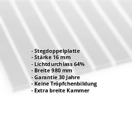 Acrylglas Stegplatte | 16 mm | Breite 980 mm | Klar | AntiDrop | Breitkammer | 2000 mm #2