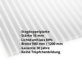 Acrylglas Stegplatte | 16 mm | Breite 1200 mm | Klar | AntiDrop | 2000 mm #2