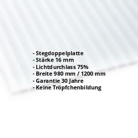 Acrylglas Stegplatte | 16 mm | Breite 980 mm | Opal Weiß | AntiDrop | 2000 mm #2