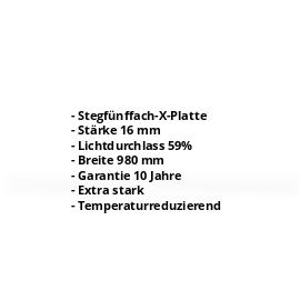 Polycarbonat Stegplatte | 16 mm | Breite 980 mm | Opal Weiß | Extra stark | Temperaturreduzierend | 500 mm #2