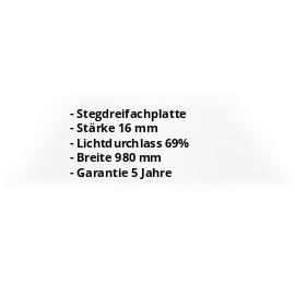 Polycarbonat Stegplatte | 16 mm | Breite 980 mm | Klar | Novalite | 500 mm #2