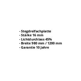 Polycarbonat Stegplatte | 16 mm | Breite 1200 mm | Opal Weiß | 500 mm #2