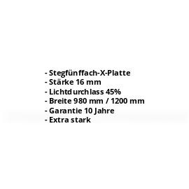 Polycarbonat Stegplatte | 16 mm | Breite 980 mm | Opal Weiß | Extra stark | 500 mm #2