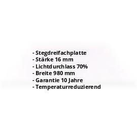 Polycarbonat Stegplatte | 16 mm | Breite 980 mm | Klar, leichter Violettschimmer | Temperaturreduzierend | 500 mm #2