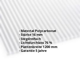 Polycarbonat Stegplatte | 16 mm | Breite 1200 mm | Klar | Blueline | 2000 mm #2