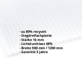 Polycarbonat Stegplatte | 16 mm | Breite 1200 mm | Opal Weiß | Blueline | 2000 mm #2