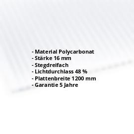 Polycarbonat Stegplatte | 16 mm | Breite 1200 mm | Opal Weiß | Blueline | 2000 mm #2