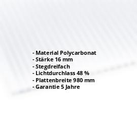 Polycarbonat Stegplatte | 16 mm | Breite 980 mm | Opal Weiß | Blueline | 2000 mm #2