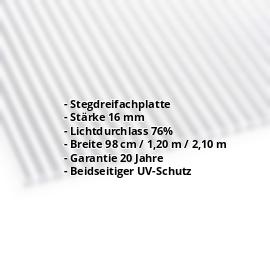 Polycarbonat Stegplatte | 16 mm | Breite 1200 mm | Klar | Beidseitiger UV-Schutz | 2000 mm #2