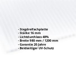 Polycarbonat Stegplatte | 16 mm | Breite 980 mm | Opal Weiß | Beidseitiger UV-Schutz | 2000 mm #2