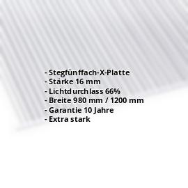 Polycarbonat Stegplatte | 16 mm | Breite 1200 mm | Klar | Extra stark | 2000 mm #2