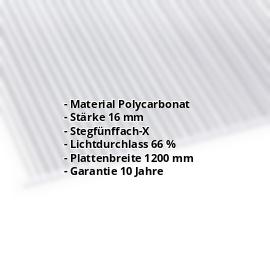 Polycarbonat Stegplatte | 16 mm | Breite 1200 mm | Klar | Extra stark | 2000 mm #2