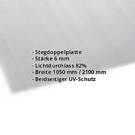 Polycarbonat Stegplatte | 6 mm | Breite 1050 mm | Klar | Beidseitiger UV-Schutz | 2000 mm #2
