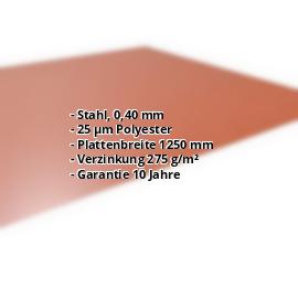 Flachblech | Sonderposten | Stahl 0,40 mm | 25 µm Polyester | 8004 - Kupferbraun #2