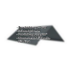 Firstblech flach | 145 x 145 x 2000 mm | 100° | Stahl 0,50 mm | 25 µm Polyester | 7016 - Anthrazitgrau #2