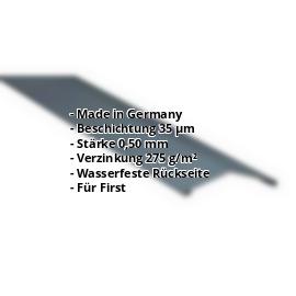 Firstblech flach | 35 µm Mattpolyester | 145 x 145 mm | 150° | Stahl 0,50 mm | 23 - Dunkelgrau #2