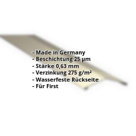 Firstblech flach | 25 µm Polyester | 145 x 145 mm | 150° | Stahl 0,63 mm | 1015 - Hellelfenbein #2