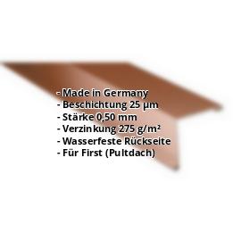 Pultabschluss | 25 µm Polyester | 115 x 115 mm | 85° | Stahl 0,50 mm | 8011 - Nussbraun #2
