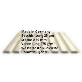 Trapezblech PS20/1100TW | 25 µm Polyester | Wand | Stahl 0,50 mm | 1015 - Hellelfenbein #2