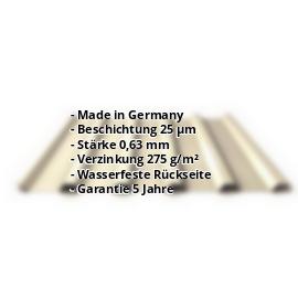 Trapezblech PS35/1035TR | 25 µm Polyester | Dach | Stahl 0,63 mm | 1015 - Hellelfenbein #2
