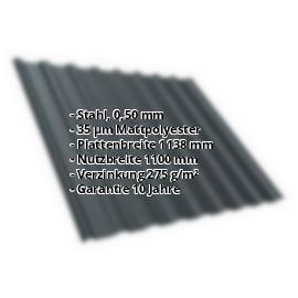 Trapezblech T20M | Dach | Stahl 0,50 mm | 35 µm Mattpolyester | 7016 - Anthrazitgrau #2
