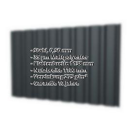 Trapezblech T20M | Wand | Stahl 0,50 mm | 35 µm Mattpolyester | 7016 - Anthrazitgrau #2