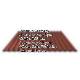 Wellblech 18/1064 | Dach | Aktionsblech | Stahl 0,75 mm | 25 µm Polyester | 8012 - Rotbraun #2