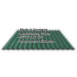 Wellblech PA18/1064CW | 25 µm Polyester | Wand | Aluminium 0,70 mm | 6005 - Moosgrün #2