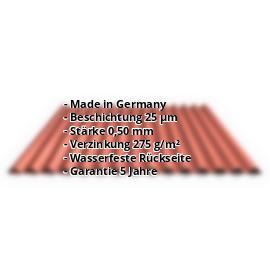 Wellblech PS18/1064CR | 25 µm Polyester | Dach | Stahl 0,50 mm | 8004 - Kupferbraun #2