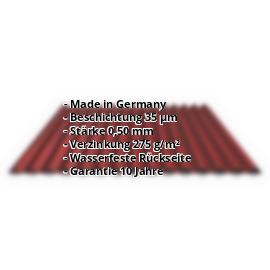 Wellblech PS18/1064CR | 35 µm Mattpolyester | Dach | Stahl 0,50 mm | 29 - Rot #2