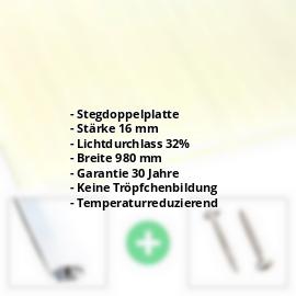 Acrylglas Stegplatte | 16 mm | Profil A1 | Sparpaket | Plattenbreite 980 mm | Opal Weiß / Gold | Breite 3,08 m | Länge 2,00 m #2