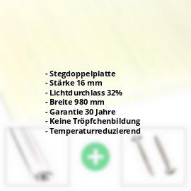 Acrylglas Stegplatte | 16 mm | Profil A4 | Sparpaket | Plattenbreite 980 mm | Opal Weiß / Gold | Breite 3,09 m | Länge 2,00 m #2