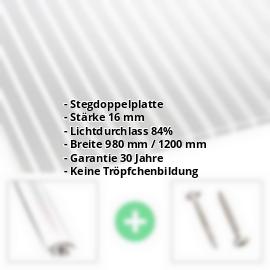 Acrylglas Stegplatte | 16 mm | Profil A4 | Sparpaket | Plattenbreite 980 mm | Klar | Breite 3,09 m | Länge 2,00 m #2
