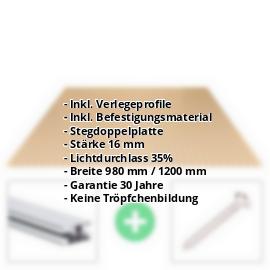 Acrylglas Stegplatte | 16 mm | Profil DUO | Sparpaket | Plattenbreite 1200 mm | Bronze | Breite 3,75 m | Länge 2,00 m #2