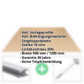 Acrylglas Stegplatte | 16 mm | Profil ECO | Sparpaket | Plattenbreite 980 mm | Bronze | Breite 3,05 m | Länge 2,00 m #2
