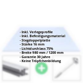 Acrylglas Stegplatte | 16 mm | Profil ECO | Sparpaket | Plattenbreite 980 mm | Lichtblau | Breite 3,05 m | Länge 2,00 m #2