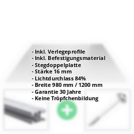 Acrylglas Stegplatte | 16 mm | Profil ECO | Sparpaket | Plattenbreite 1200 mm | Klar | Breite 3,71 m | Länge 2,00 m #2