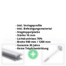 Acrylglas Stegplatte | 16 mm | Profil ECO | Sparpaket | Plattenbreite 1200 mm | Opal Weiß | Breite 3,71 m | Länge 2,00 m #2