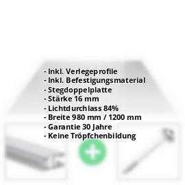 Acrylglas Stegplatte | 16 mm | Profil Mendiger | Sparpaket | Plattenbreite 980 mm | Klar | Breite 3,09 m | Länge 2,00 m #2