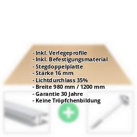 Acrylglas Stegplatte | 16 mm | Profil Mendiger | Sparpaket | Plattenbreite 980 mm | Bronze | Breite 3,09 m | Länge 2,00 m #2