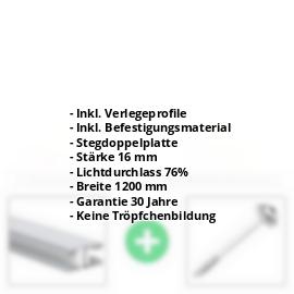 Acrylglas Stegplatte | 16 mm | Profil Mendiger | Sparpaket | Plattenbreite 1200 mm | Opal Weiß | Breite 3,75 m | Länge 2,00 m #2