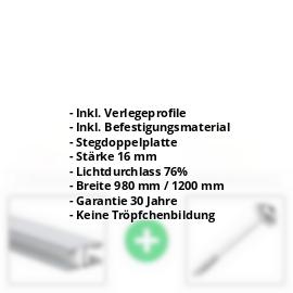 Acrylglas Stegplatte | 16 mm | Profil Mendiger | Sparpaket | Plattenbreite 980 mm | Opal Weiß | Breite 3,09 m | Länge 2,00 m #2